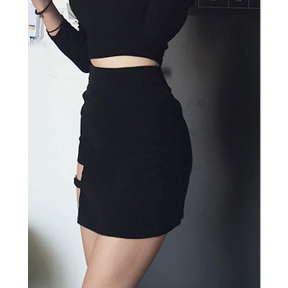 Asymmetric Mini Skirt High Rise Black Skirt Trending Korean Style - Picture 14 of 14